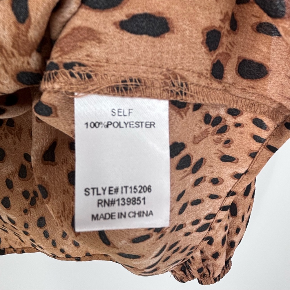 Oddi Leopard Print Blouse Boho Size Small Embroidered Size Small Long Sleeve - Picture 3 of 6
